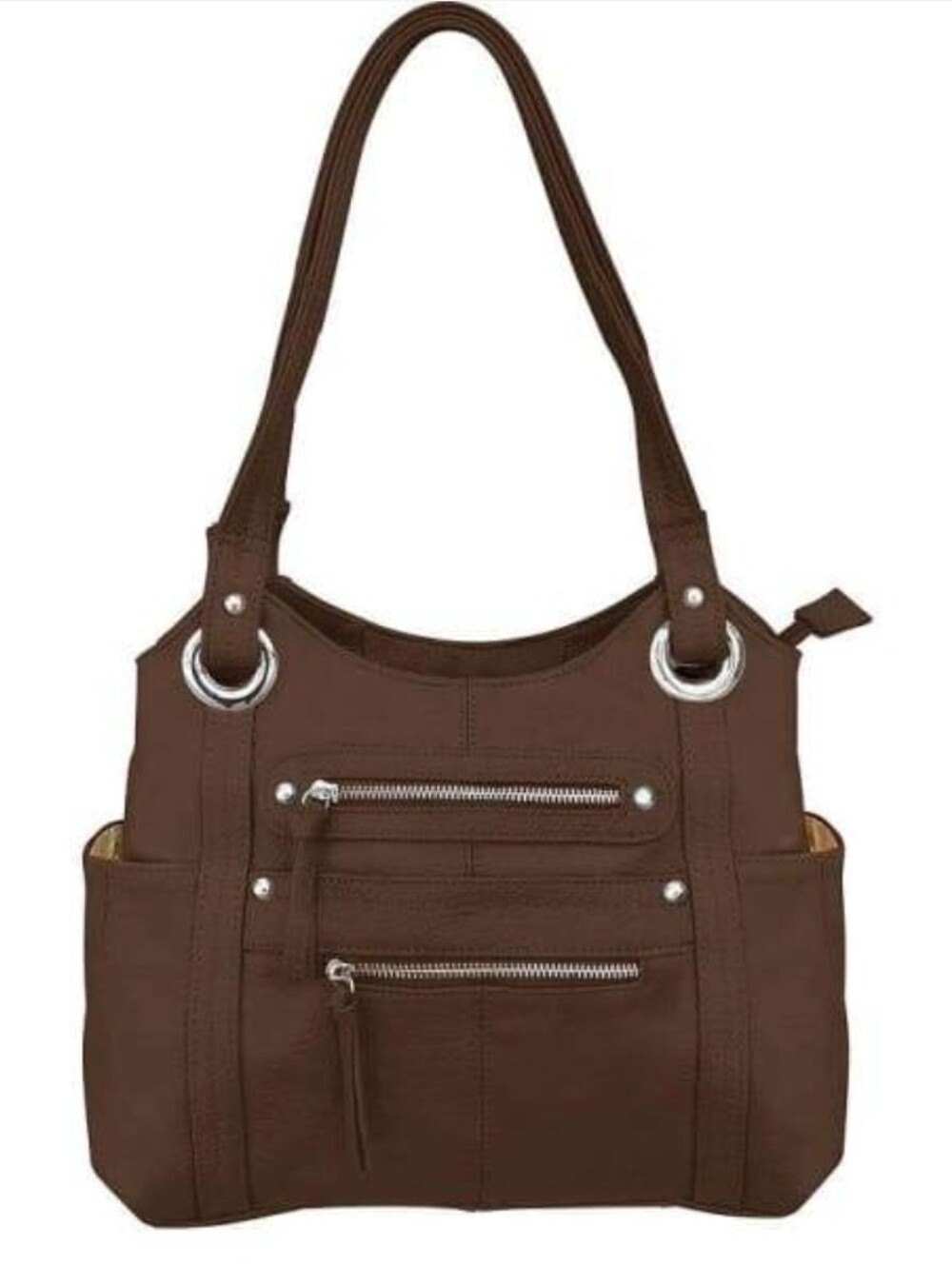 Roma Leathers 7008 Genuine Leather Locking Concealment Shoulder Bag